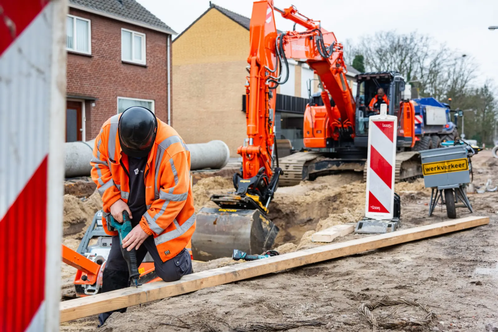 Vakwerk in de grond, wegen en riolering